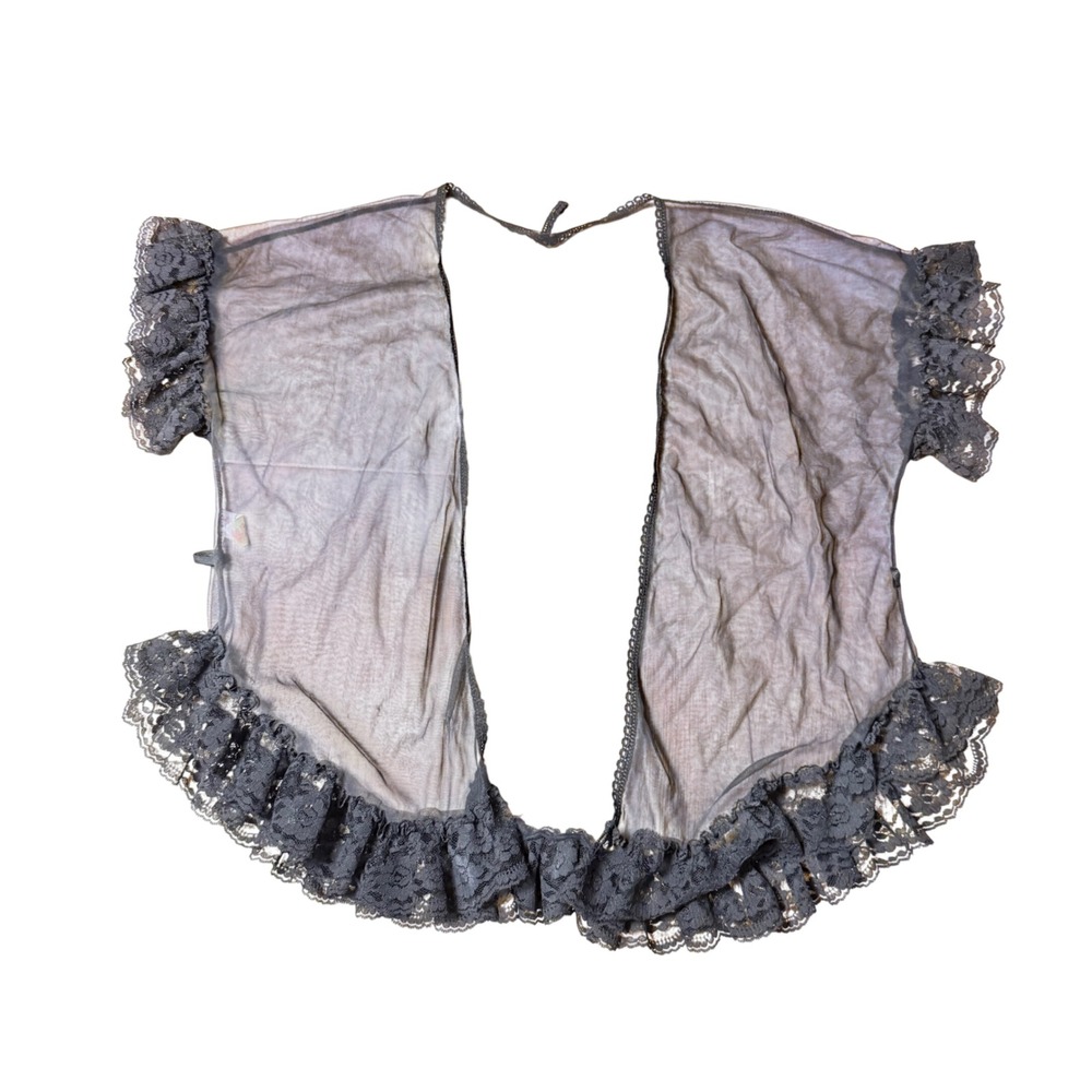 Vintage Dana Gale Intimates Sheer Mesh Lace Trim Shrug